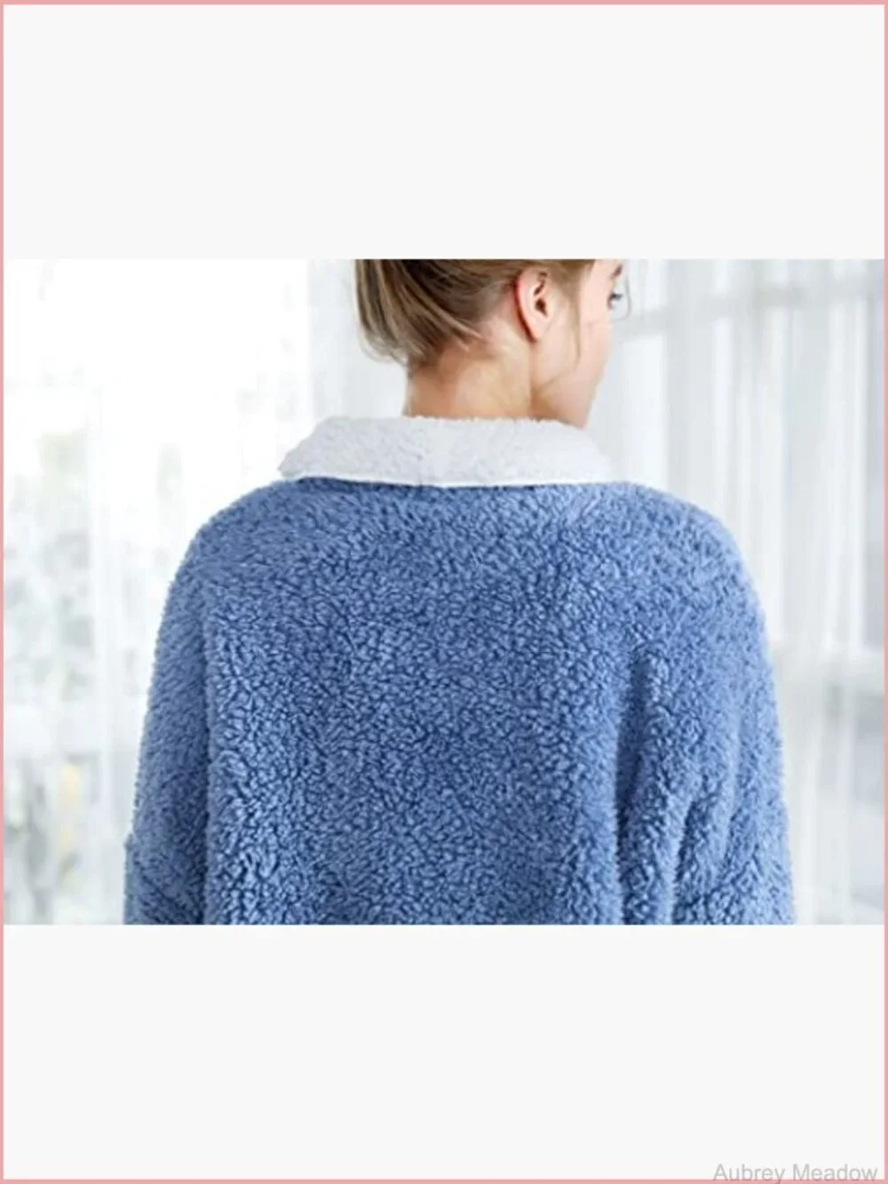 Plush Reversible Sherpa Button Front Bed Jacket Long Sleeve Shawl Collar